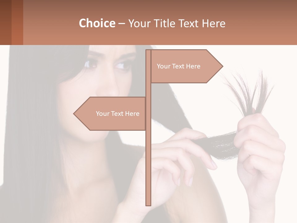 A Woman Holding A Piece Of Hair In Front Of Her Face PowerPoint Template