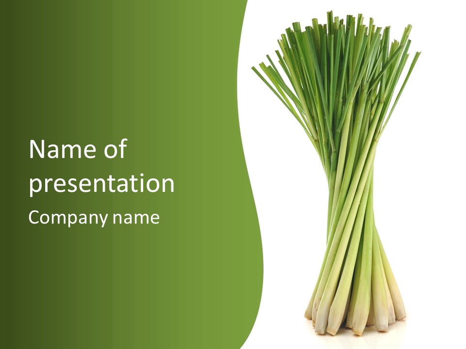A Bunch Of Green Onions On A White Background PowerPoint Template