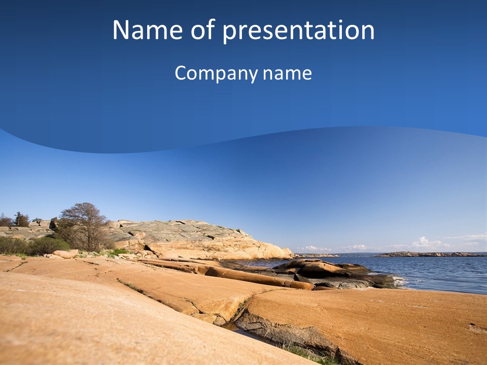 A Sandy Beach With A Blue Sky In The Background PowerPoint Template