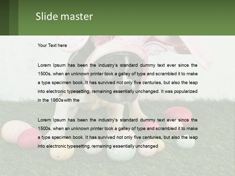 A Small Dog Wearing A Pink Bunny Costume PowerPoint Template