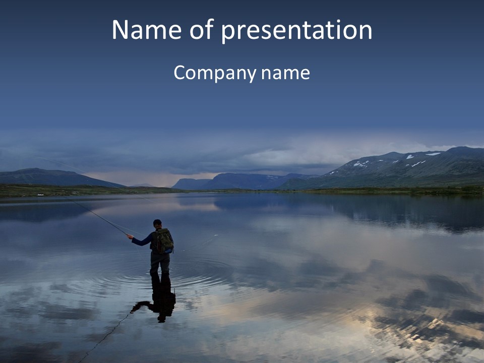 A Man Standing In The Water Holding A Fish PowerPoint Template