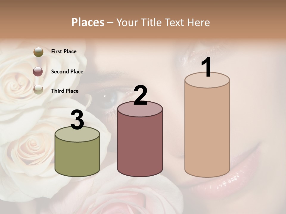 A Beautiful Woman With Blue Eyes Holding A Rose PowerPoint Template