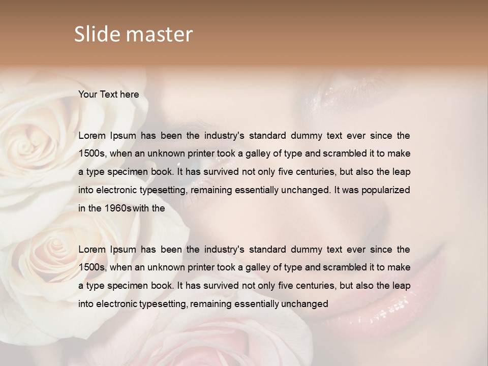 A Beautiful Woman With Blue Eyes Holding A Rose PowerPoint Template