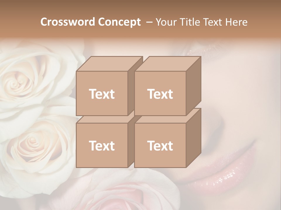 A Beautiful Woman With Blue Eyes Holding A Rose PowerPoint Template