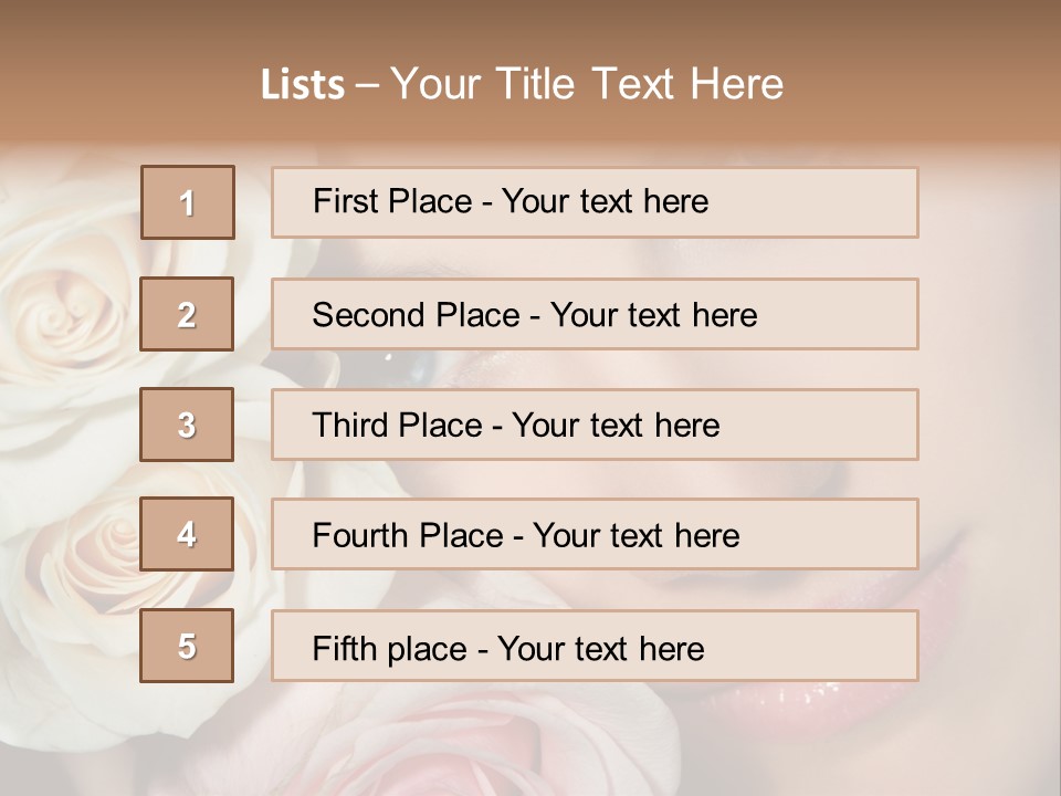 A Beautiful Woman With Blue Eyes Holding A Rose PowerPoint Template