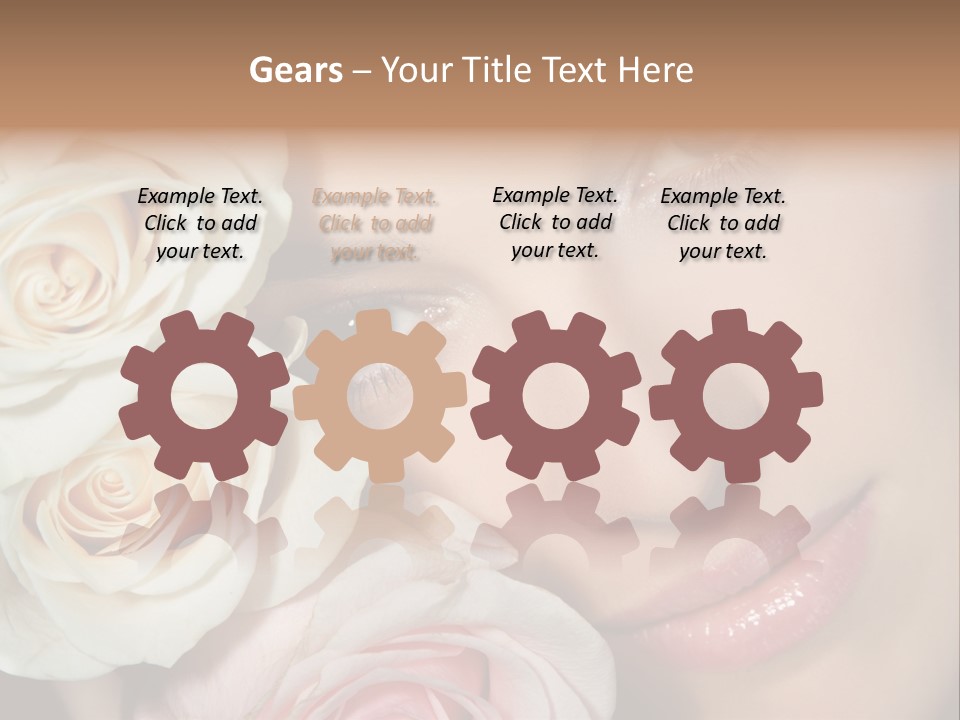 A Beautiful Woman With Blue Eyes Holding A Rose PowerPoint Template