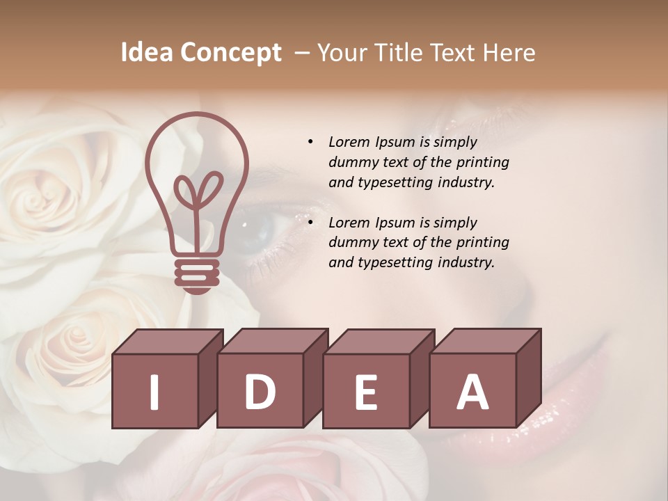 A Beautiful Woman With Blue Eyes Holding A Rose PowerPoint Template