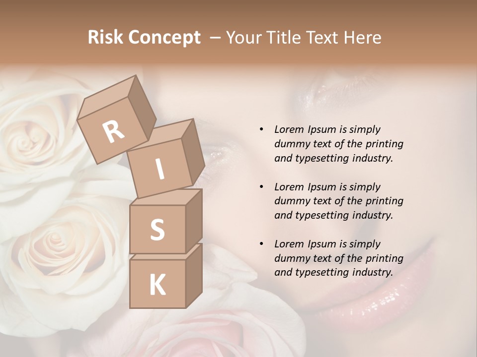 A Beautiful Woman With Blue Eyes Holding A Rose PowerPoint Template