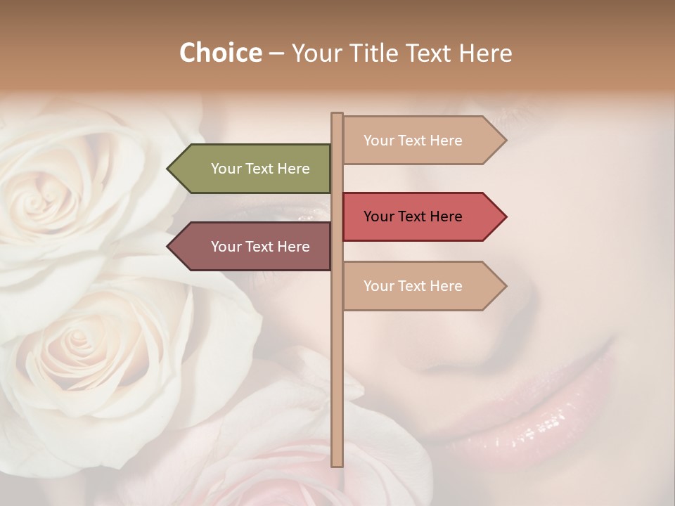 A Beautiful Woman With Blue Eyes Holding A Rose PowerPoint Template