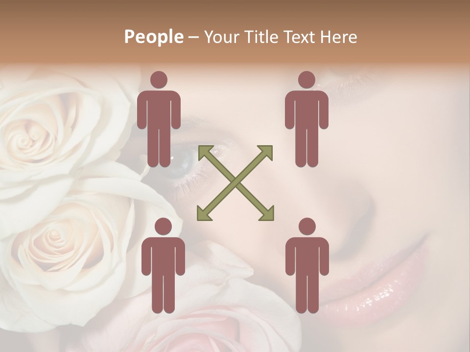 A Beautiful Woman With Blue Eyes Holding A Rose PowerPoint Template