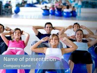A Group Of People Sitting On Exercise Balls In A Gym PowerPoint Template