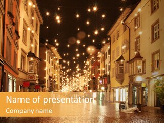 A City Street Filled With Lots Of Lights PowerPoint Template