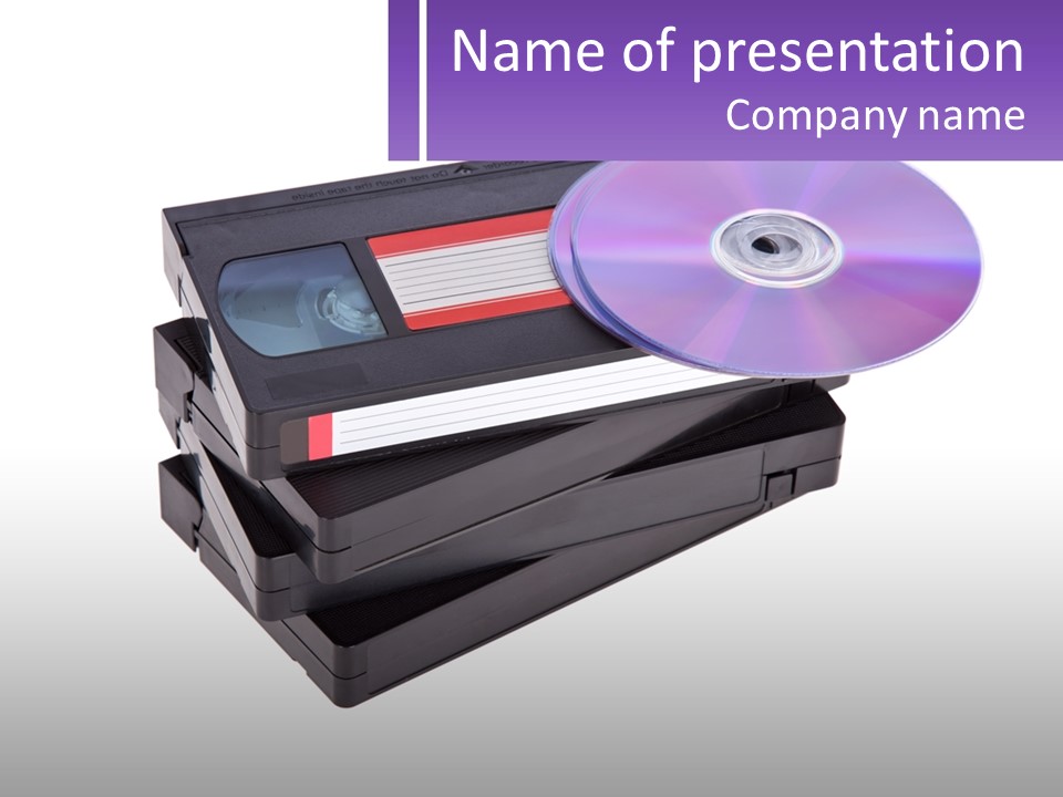 A Stack Of Floppy Disks With A Dvd On Top Of Them PowerPoint Template