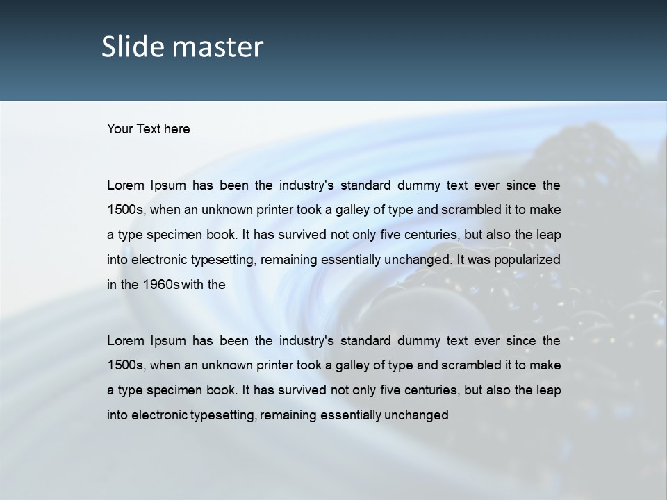 A Blue Bowl Filled With Blackberries On Top Of A Table PowerPoint Template