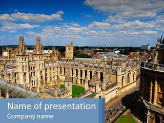 An Aerial View Of A Large Building With A Sky Background PowerPoint Template