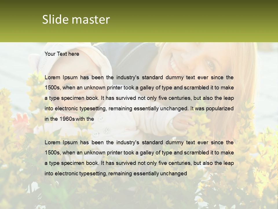 A Woman Holding A Baby In A Field Of Flowers PowerPoint Template