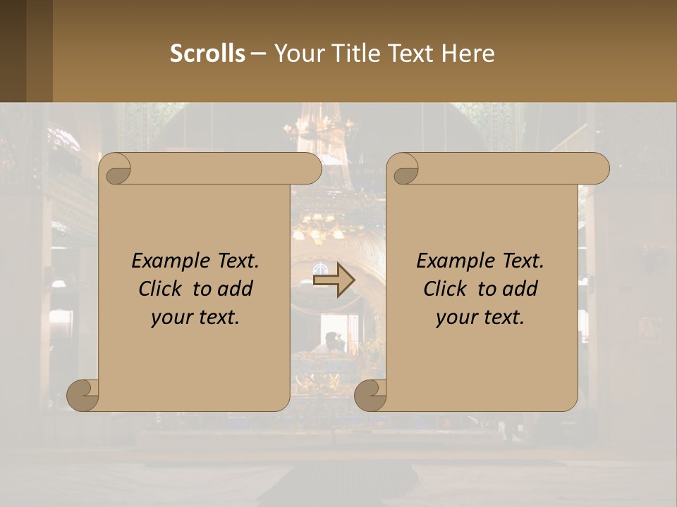 A Large Church With A Chandelier And A Clock On The Wall PowerPoint Template