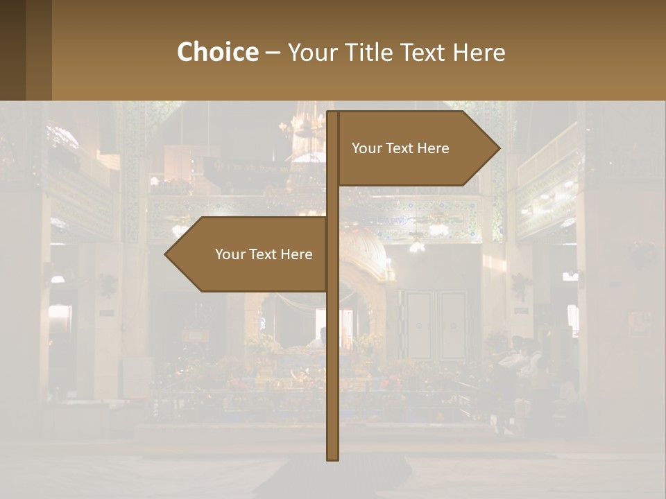 A Large Church With A Chandelier And A Clock On The Wall PowerPoint Template