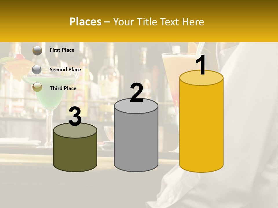 A Man Sitting At A Bar With A Variety Of Drinks PowerPoint Template