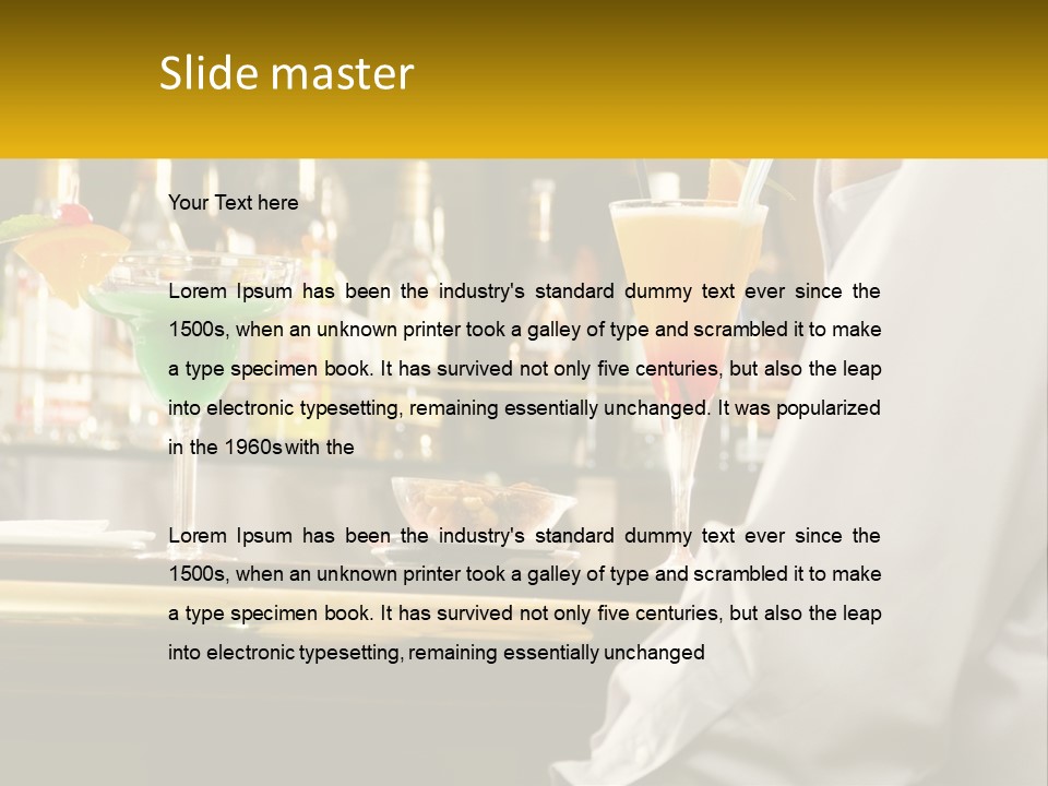 A Man Sitting At A Bar With A Variety Of Drinks PowerPoint Template