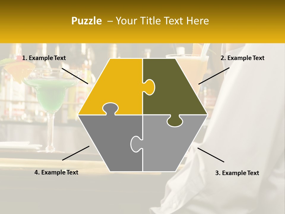 A Man Sitting At A Bar With A Variety Of Drinks PowerPoint Template