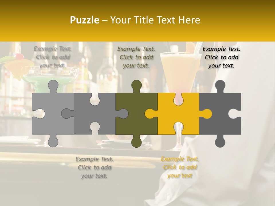 A Man Sitting At A Bar With A Variety Of Drinks PowerPoint Template