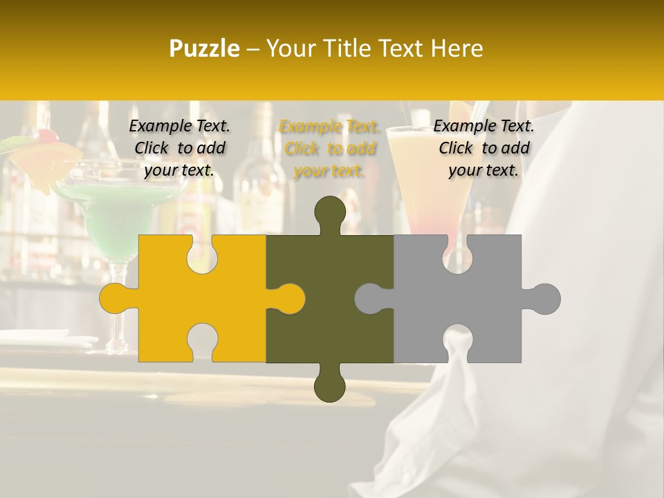 A Man Sitting At A Bar With A Variety Of Drinks PowerPoint Template