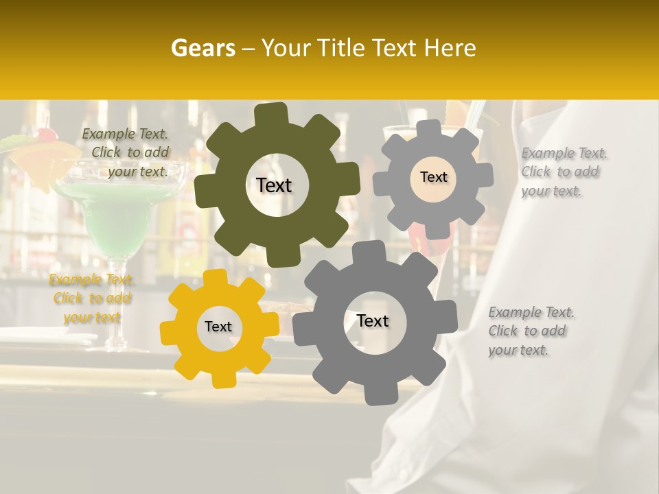 A Man Sitting At A Bar With A Variety Of Drinks PowerPoint Template