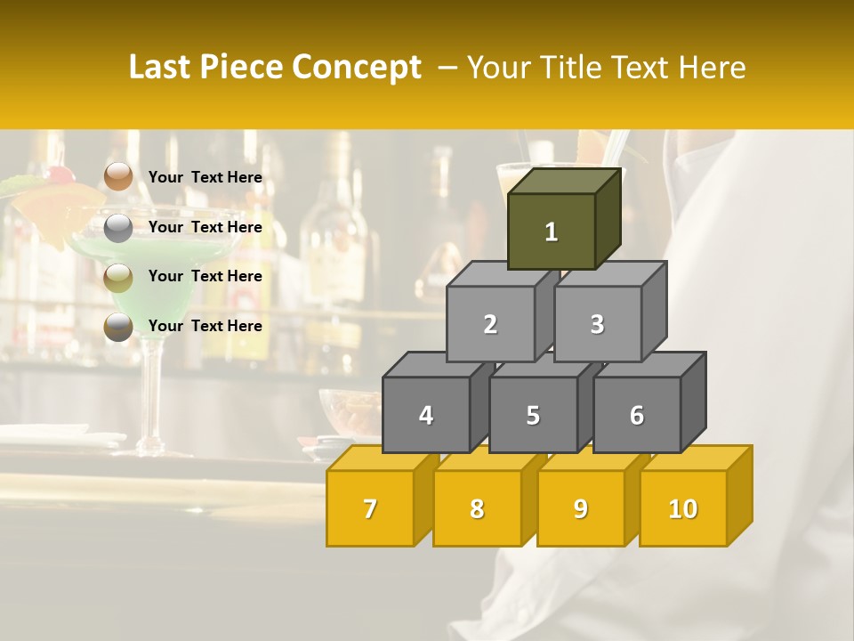 A Man Sitting At A Bar With A Variety Of Drinks PowerPoint Template