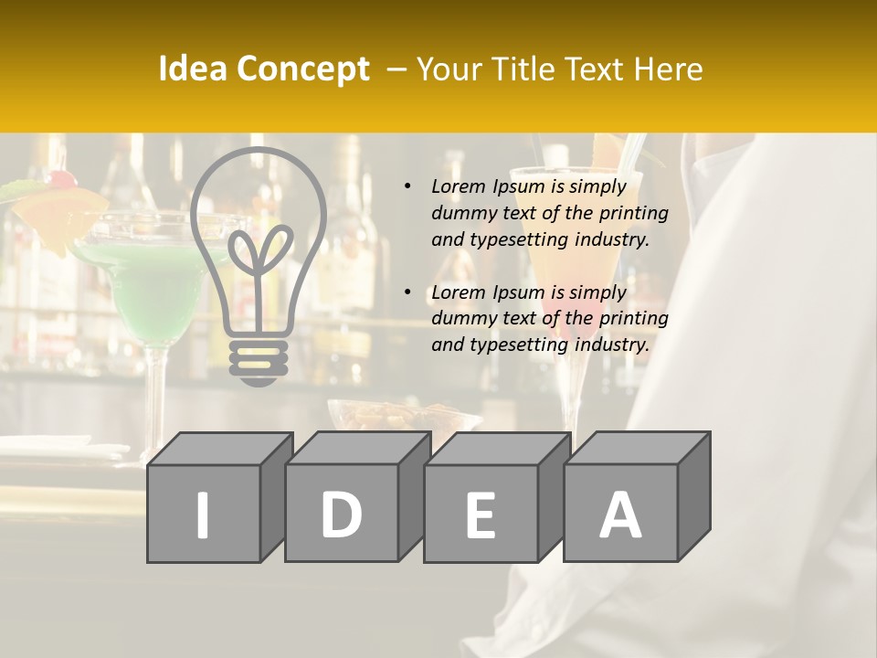 A Man Sitting At A Bar With A Variety Of Drinks PowerPoint Template