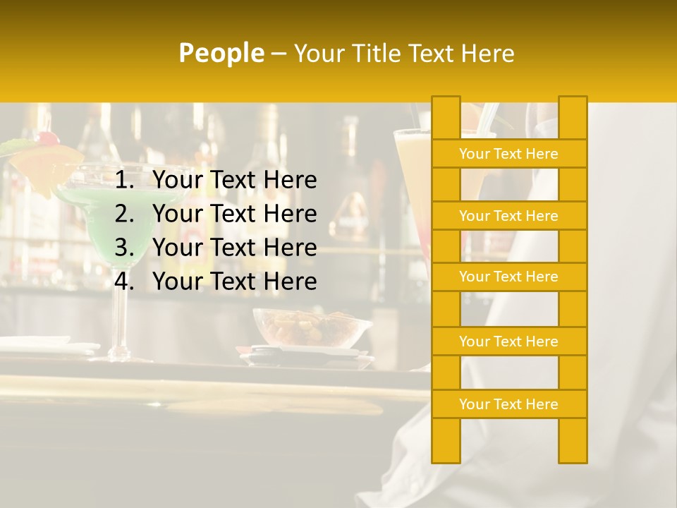 A Man Sitting At A Bar With A Variety Of Drinks PowerPoint Template