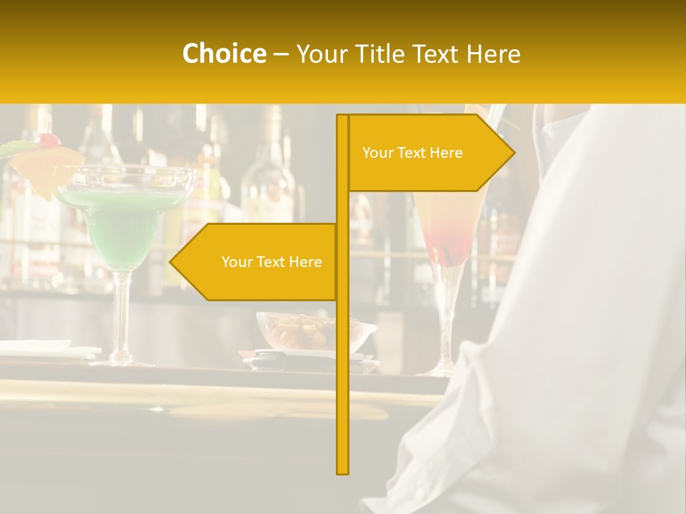 A Man Sitting At A Bar With A Variety Of Drinks PowerPoint Template
