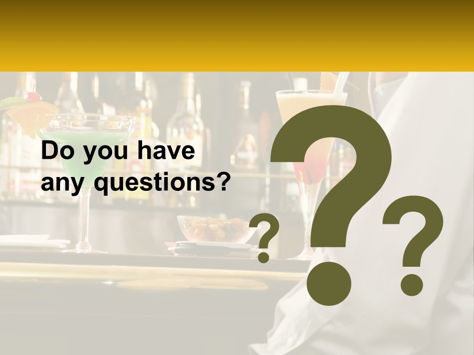 A Man Sitting At A Bar With A Variety Of Drinks PowerPoint Template