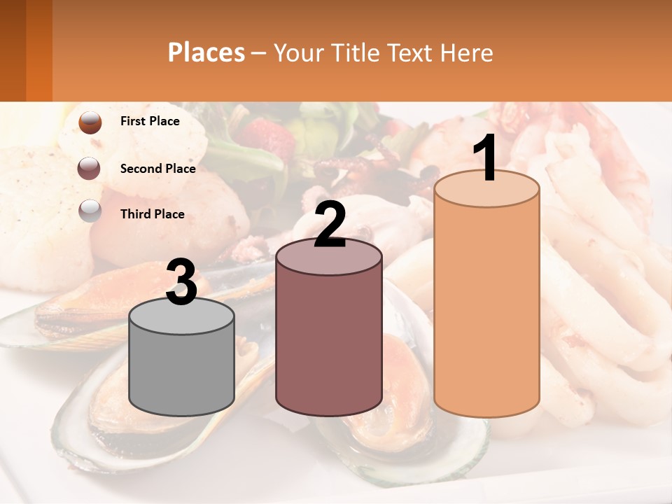 A Plate Of Food With Shrimp, Mussels And Other Foods PowerPoint Template