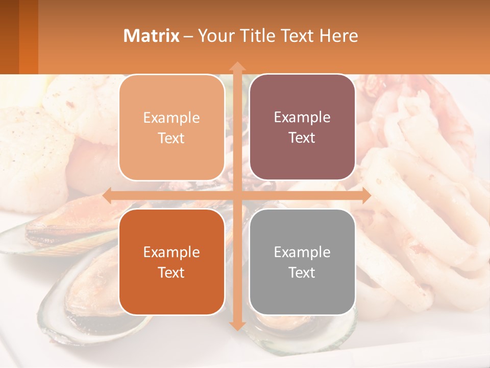 A Plate Of Food With Shrimp, Mussels And Other Foods PowerPoint Template