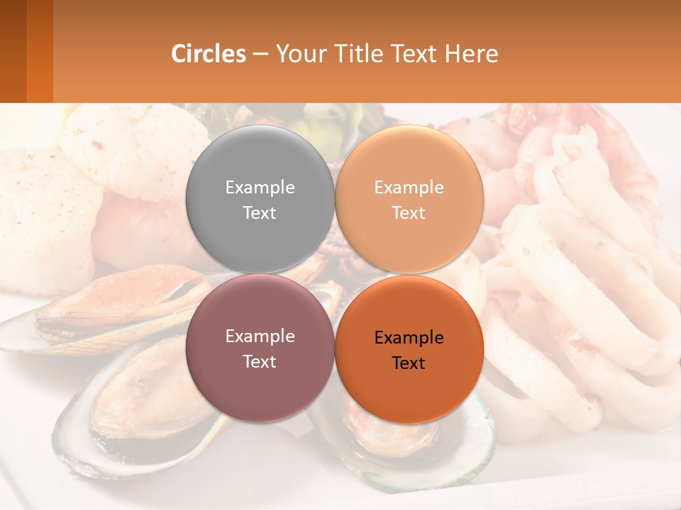 A Plate Of Food With Shrimp, Mussels And Other Foods PowerPoint Template