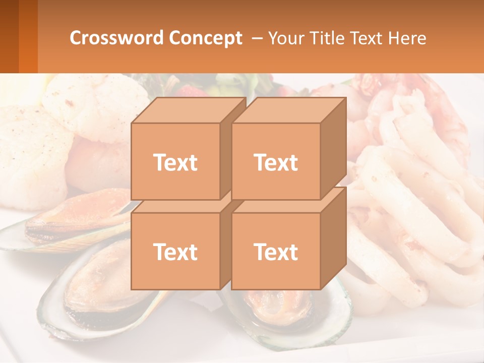 A Plate Of Food With Shrimp, Mussels And Other Foods PowerPoint Template