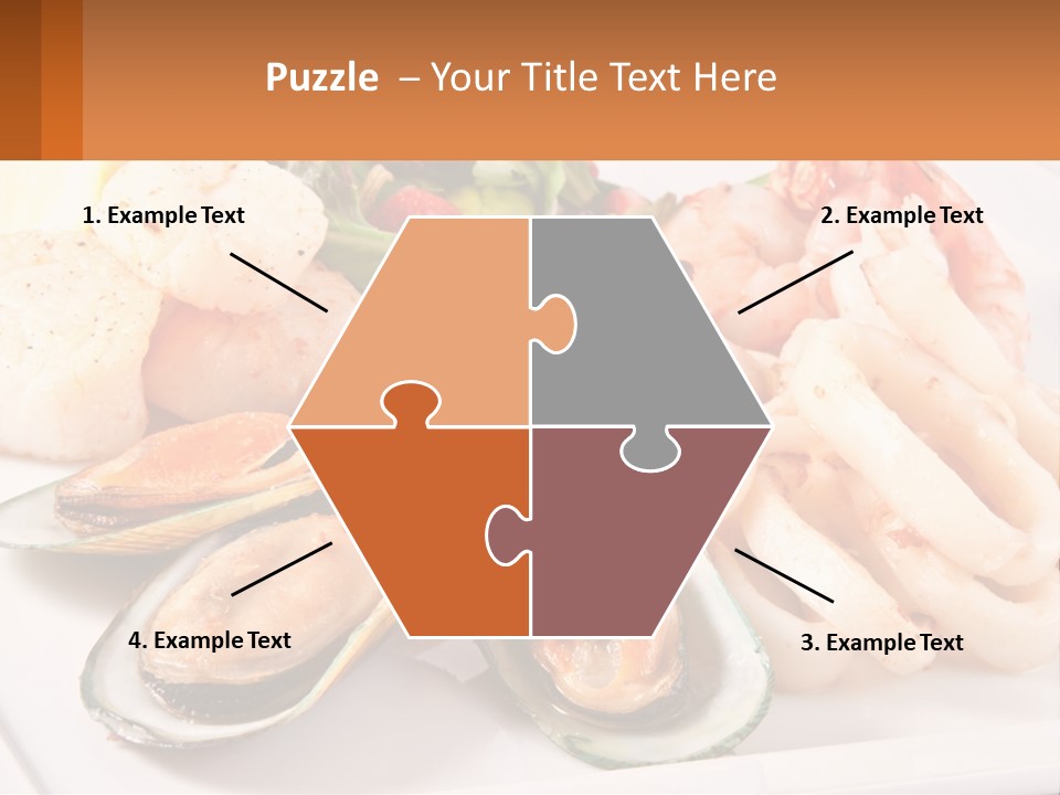 A Plate Of Food With Shrimp, Mussels And Other Foods PowerPoint Template