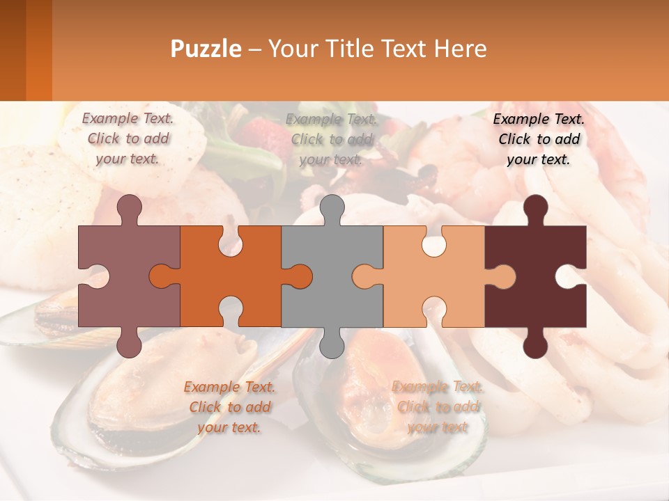 A Plate Of Food With Shrimp, Mussels And Other Foods PowerPoint Template