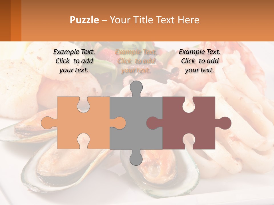 A Plate Of Food With Shrimp, Mussels And Other Foods PowerPoint Template