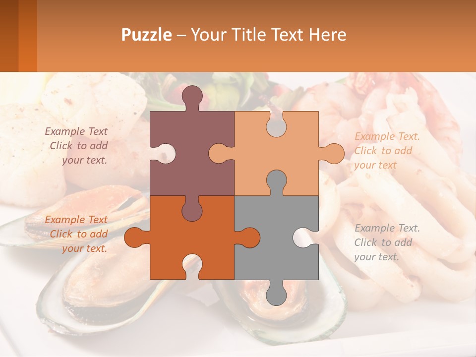 A Plate Of Food With Shrimp, Mussels And Other Foods PowerPoint Template