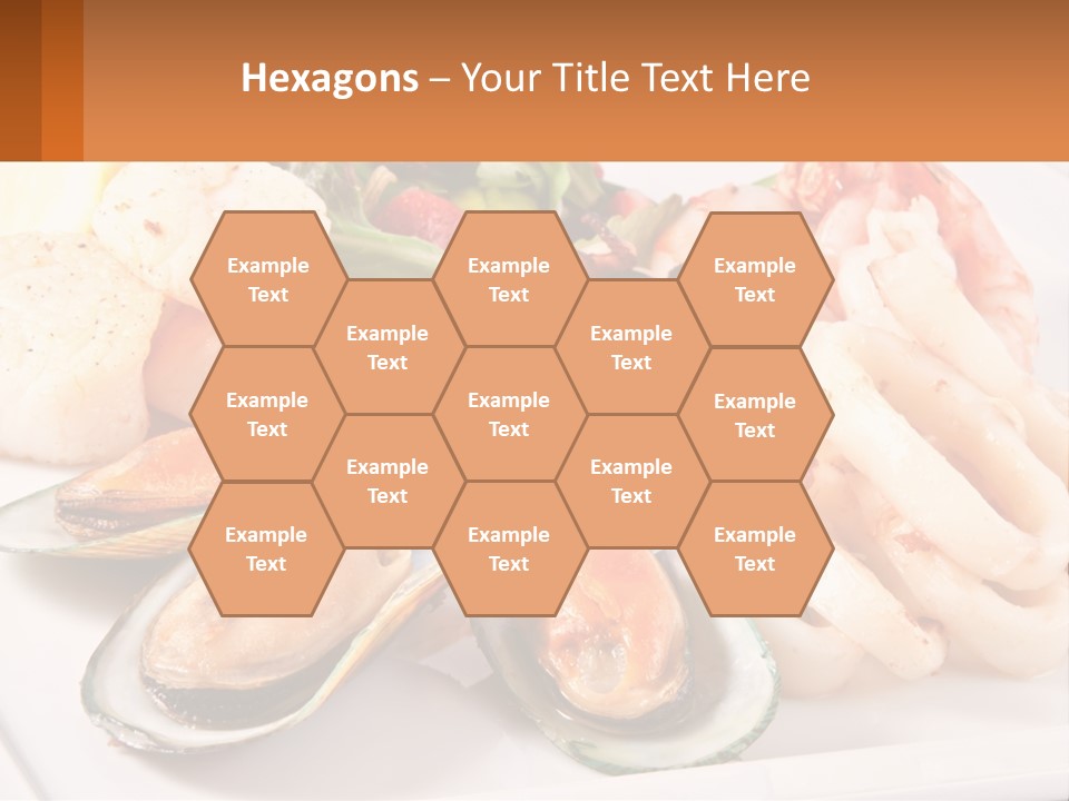A Plate Of Food With Shrimp, Mussels And Other Foods PowerPoint Template