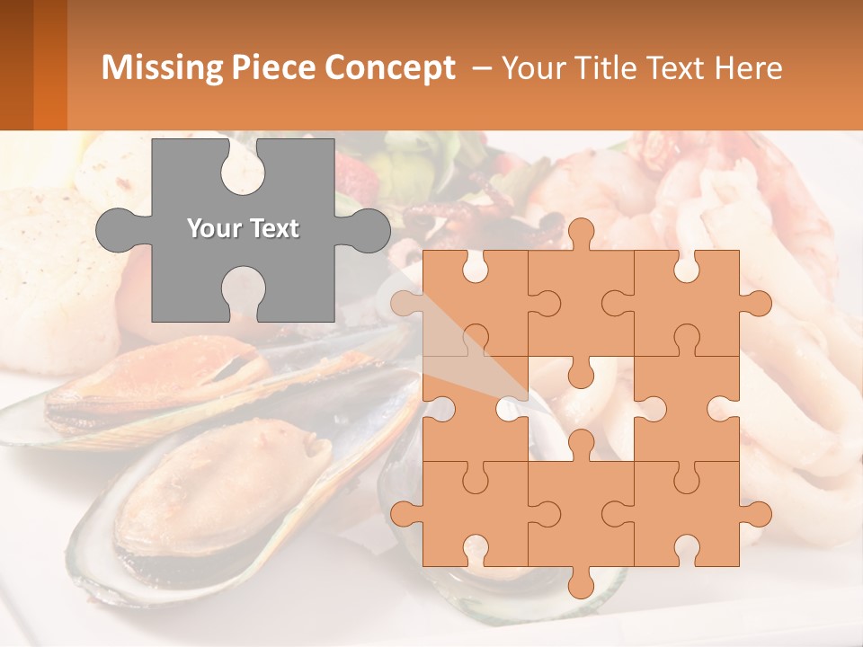 A Plate Of Food With Shrimp, Mussels And Other Foods PowerPoint Template