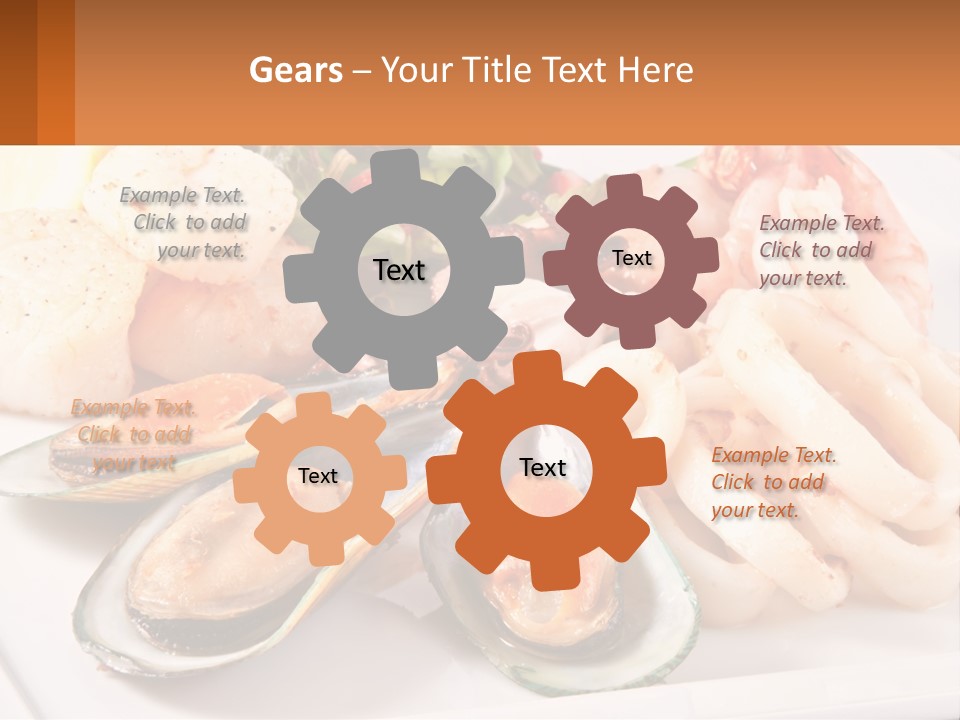 A Plate Of Food With Shrimp, Mussels And Other Foods PowerPoint Template