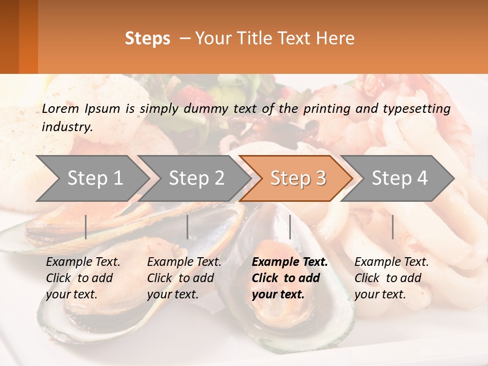 A Plate Of Food With Shrimp, Mussels And Other Foods PowerPoint Template