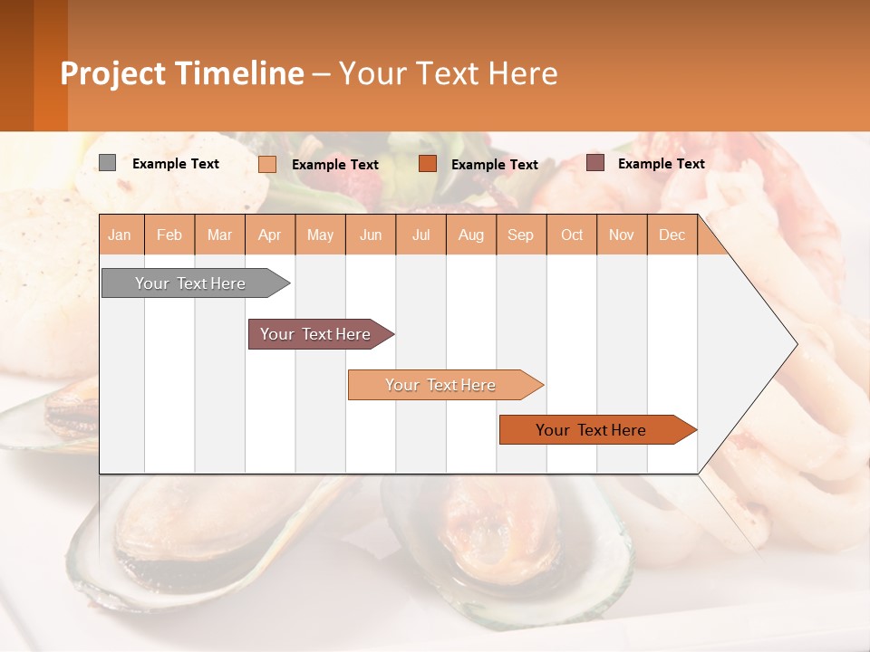 A Plate Of Food With Shrimp, Mussels And Other Foods PowerPoint Template