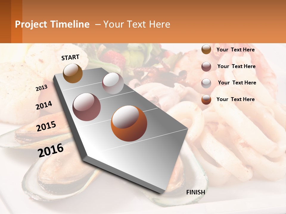 A Plate Of Food With Shrimp, Mussels And Other Foods PowerPoint Template