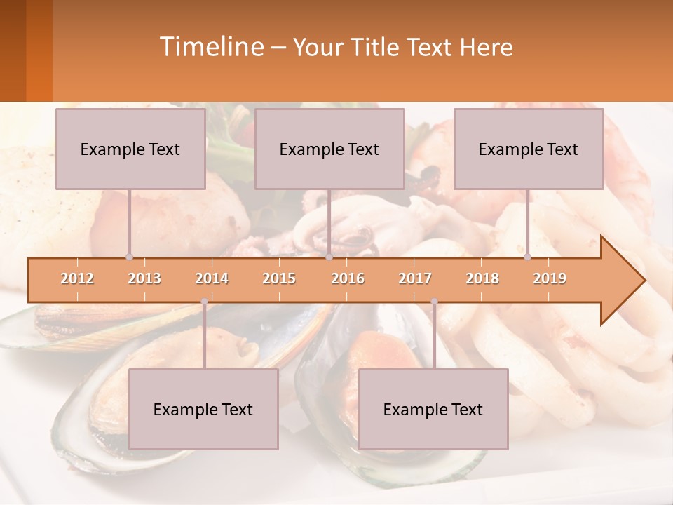 A Plate Of Food With Shrimp, Mussels And Other Foods PowerPoint Template