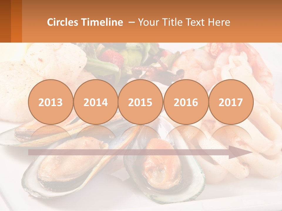 A Plate Of Food With Shrimp, Mussels And Other Foods PowerPoint Template