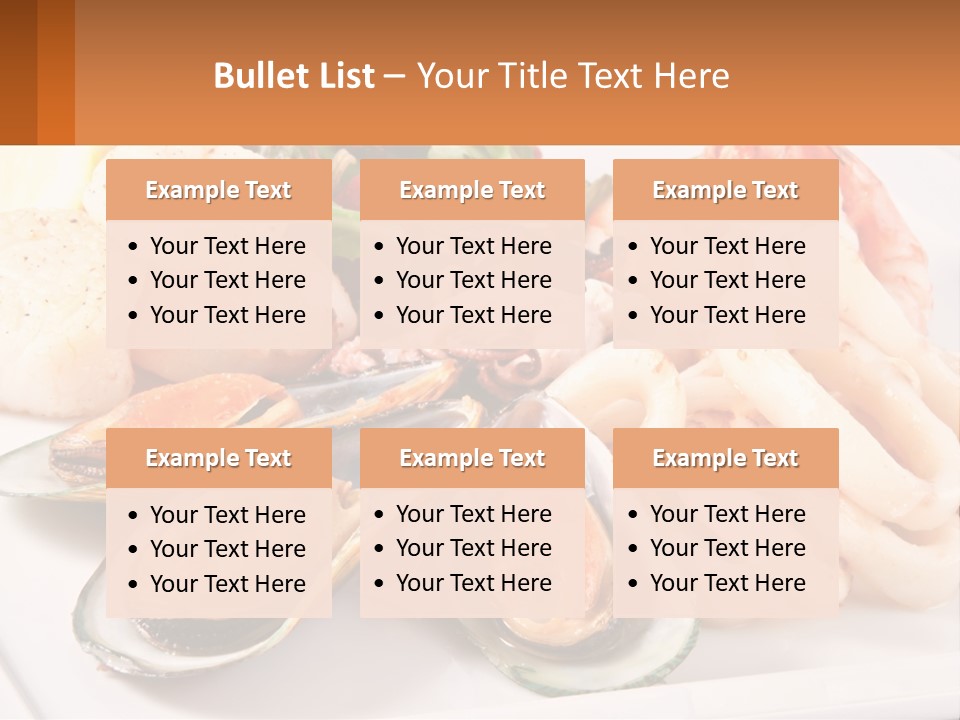 A Plate Of Food With Shrimp, Mussels And Other Foods PowerPoint Template